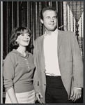 Nancy Dussault and unidentified man during rehearsal for the stage production Bajour