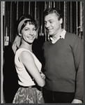 Unidentified actress and Robert Burr during rehearsal for the stage production Bajour