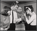 Nancy Dussault, Robert Burr, Herschel Bernardi, and Chita Rivera during rehearsal for the stage production Bajour