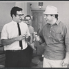 Composer Walter Marks, unidentified man, and Herschel Bernardi during rehearsal for the stage production Bajour