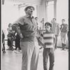Herschel Bernardi and unidentified child actor during rehearsal for the stage production Bajour