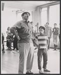 Herschel Bernardi and unidentified child actor during rehearsal for the stage production Bajour