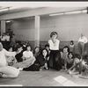 Choreographer Peter Gennaro, Antonia Rey, Chita Rivera, Gus Trikonis, and female dancers during rehearsal for the stage production Bajour