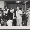 Choreographer Peter Gennaro [center], Paul Sorvino [in back] and company during rehearsal for the stage production Bajour