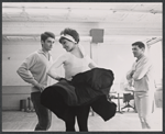 Gus Trikonis, Chita Rivera, and choreographer Peter Gennaro during rehearsal for the stage production Bajour