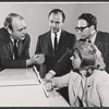 Director Hal Prince, librettist Jerome Coopersmith, and composers Marian Grudeff and Ray Jessel in rehearsal for the stage production Baker Street