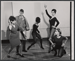 Choreographer Lee Becker Theodore, Fritz Weaver, and unidentified dancers in rehearsal for the stage production Baker Street