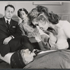 Foreground: Phil Bruns and Salome Jens; background: David Hurst and Jenny Egan in the stage production The Bald Soprano [and] Jack, or the Submission