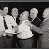 William Bogert, unidentified actor, Ed Begley, Walter Greaza, and George Voskovec during rehearsal for the stage production Banderol