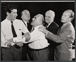 William Bogert, unidentified actor, Ed Begley, Walter Greaza, and George Voskovec during rehearsal for the stage production Banderol