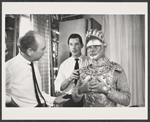 Richard Burton in costume fitting for the stage production Camelot