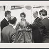 Julie Andrews and Moss Hart in costume fitting for the stage production Camelot