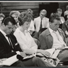 Robert Goulet, Julie Andrews, Richard Burton, and company in rehearsal for the stage production Camelot