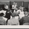Frederick Loewe [back right] and ensemble in rehearsal for the stage production Camelot