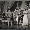 Roddy McDowall, Julie Andrews, Robert Goulet, and company in the stage production Camelot