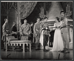 Roddy McDowall, Julie Andrews, Robert Goulet, and company in the stage production Camelot