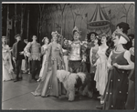 Julie Andrews, Robert Coote [center] and ensemble in the stage production Camelot