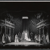 Robert Goulet, William Squire, Janet Pavek [center] and ensemble in the stage production Camelot