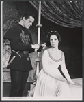 Robert Goulet and Janet Pavek in the stage production Camelot