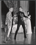 Robert Goulet, Janet Pavek and unidentified in the stage production Camelot