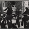 Louis Edmonds [right] Barbara Cook [center] and ensemble in the 1956 stage production Candide