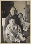 Josephine Baker and the two orphans, Akio and Janot, that she adopted in Japan, 1954