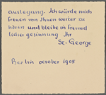 Stefan George letters to Ernst Morwitz, 1905