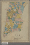 Map of the city of New York, shewing the original high water line and the location of the different farms and estates.