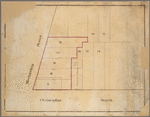 Manuscript map of lots at corner of of Weehawken Street and Christopher Street in Manhattan, New York.