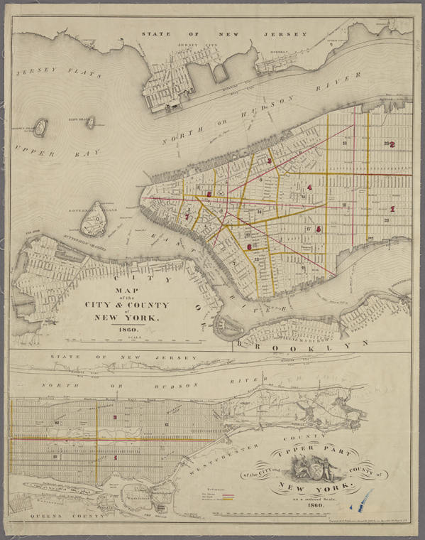 Map of the city & county of New York ; Upper part of the city and ...