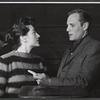 Monica Boyar and unidentified actor rehearse stage production 13 Daughters