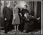 Paul Ford, Nancy Marchand, Gower Champion and Sharon Gans in rehearsal for the stage production 3 Bags Full