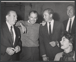 Ed Begley, Richard Kiley, and unidentified people during rehearsal for the stage production Advise and Consent