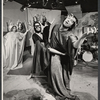 Kate Buddeke [center in mask] and ensemble in the stage production Aesop's Fables