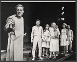 Paul Sparer (far left), Gretchen Corbett, Maureen Pryor, Nancy Marchand, and unidentified actors in the stage production After the Rain