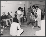 Garrett Morris, Bill Duke, Arthur French, Clebert Ford [center] and ensemble in rehearsal for the stage production Ain't Supposed to Die a Natural Death