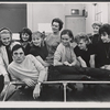 Juliet Mills [left] Marcia Ashton [center] Terence Stamp [front] and unidentified others in rehearsal for the stage production Alfie