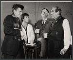 John Karlen, Terry Lomax, Eugene Roche, and Donald Wolfit in the stage production All in Good Time