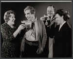 Marjorie Rhodes, Donald Wolfit, John Sharp, and Hazel Douglas in the stage production All in Good Time