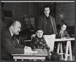 Albert Dekker, Herbert Berghof, George C. Scott, and Russell Hardie in rehearsal for the stage production The Andersonville Trial