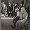 Joyce Van Patten (sitting left), Ann Williams (far right), and unidentified actors in the stage production Between Two Thieves