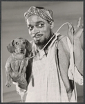Animal actor De Sangpur Wee All-Star [dog] and Melvin Stewart in the stage production Brohaha
