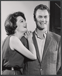 Patricia Englund and Larry Hagman in rehearsal for the stage production The Beauty Part