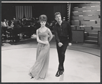 Guest hostess Florence Henderson and Robert Kaye rehearsing for the August 11, 1964 episode of the TV variety series The Bell Telephone Hour
