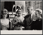 Florence Henderson and unidnetified people backstage during the "Lyrics by Oscar Hammerstein" episode on the TV variety series The Bell Telephone Hour