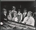 Unidentified children and Leonard Bernstein in rehearsal for the TV music series The Bell Telephone Hour