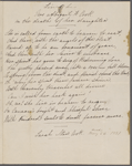 Cook, Abigail F. "Lines by Abigail F. Cook on the death of her daughter" and "To a Lady". MS poem, unsigned, undated.