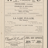 La Loie Fuller Dance Program, Boston Theater