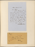 Ticknor, [William D.], ALS to. Apr. 1, 1853.