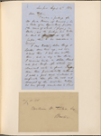 Ticknor, [William D.], ALS to. Aug. 15, 1854.